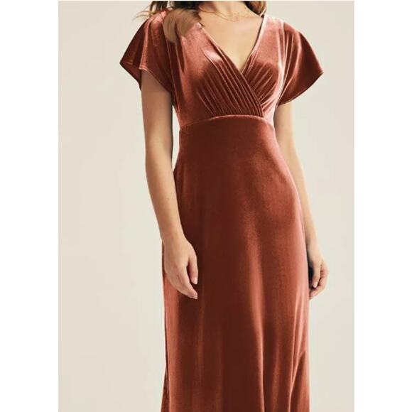 AW BRIDAL SZ 10 L burnt orange Meara cocktail wedding formal maxi dress B60 - Picture 1 of 9